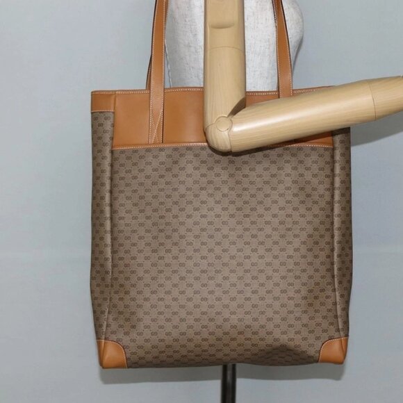 GUCCI Micro GG Supreme Tote Bag PVC Beige Gold - Picture 14 of 16
